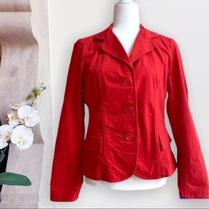 Talbots Red Cotton Stretch Blazer Jacket For Women Size 10